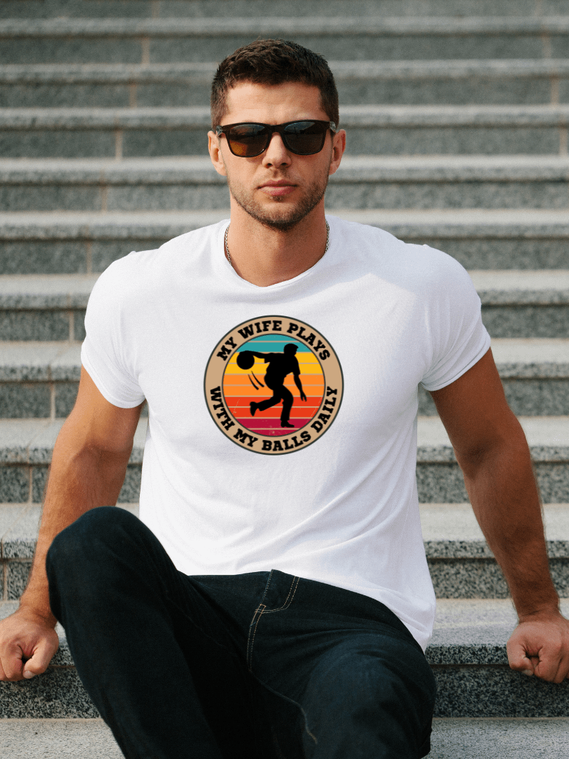Men's Billiards "My Wife Plays With My Balls Daily" T-Shirt – Funny Sports Graphic Tee | Retro Humor Shirt product image (1)