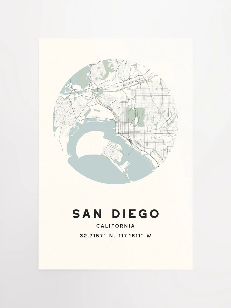 San Diego Street Map Poster – Beige Minimalist Circular City Art product image (4)