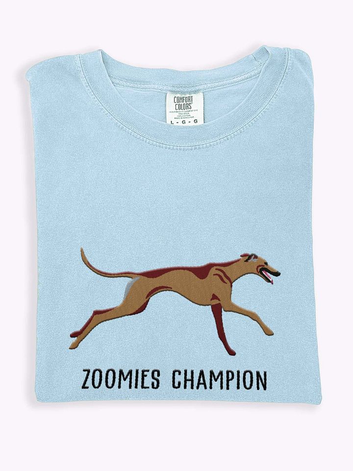 Zoomies Champion T-Shirt(Embroidered) of a Greyhound product image (1)