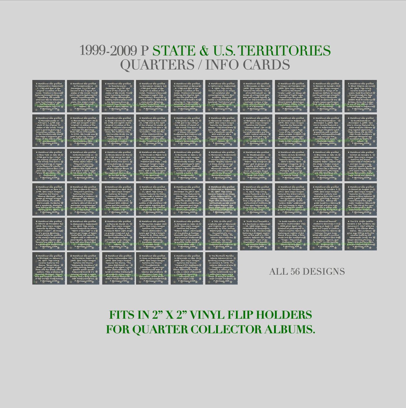 1999-2009 / Philadelphia / State & US Territories Quarters / Printable INFO Cards product image (1)