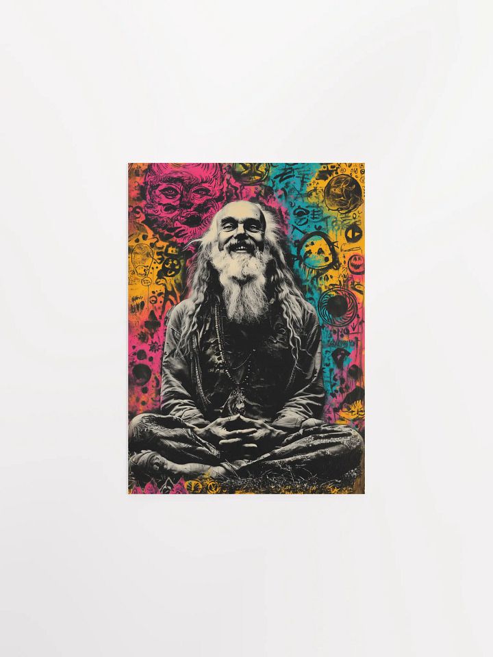 Psychedelic Guru Meditation: Visionary Spiritual Portrait with Cosmic Graffiti Art Print product image (2)