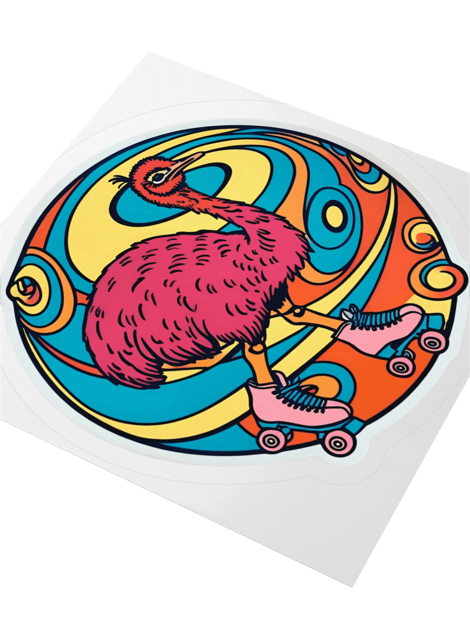Psychedelic Emu Roller Skates Sticker product image (3)