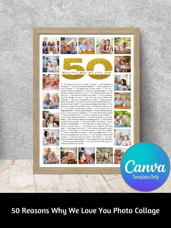 50 Reasons Why We Love You Photo Collage Canva Template product image (1)