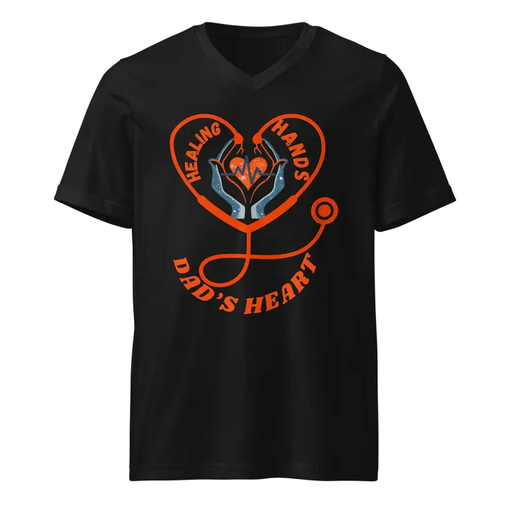 stethoscope, Healing Hands Dad's Heart V-Neck Tee product image (1)