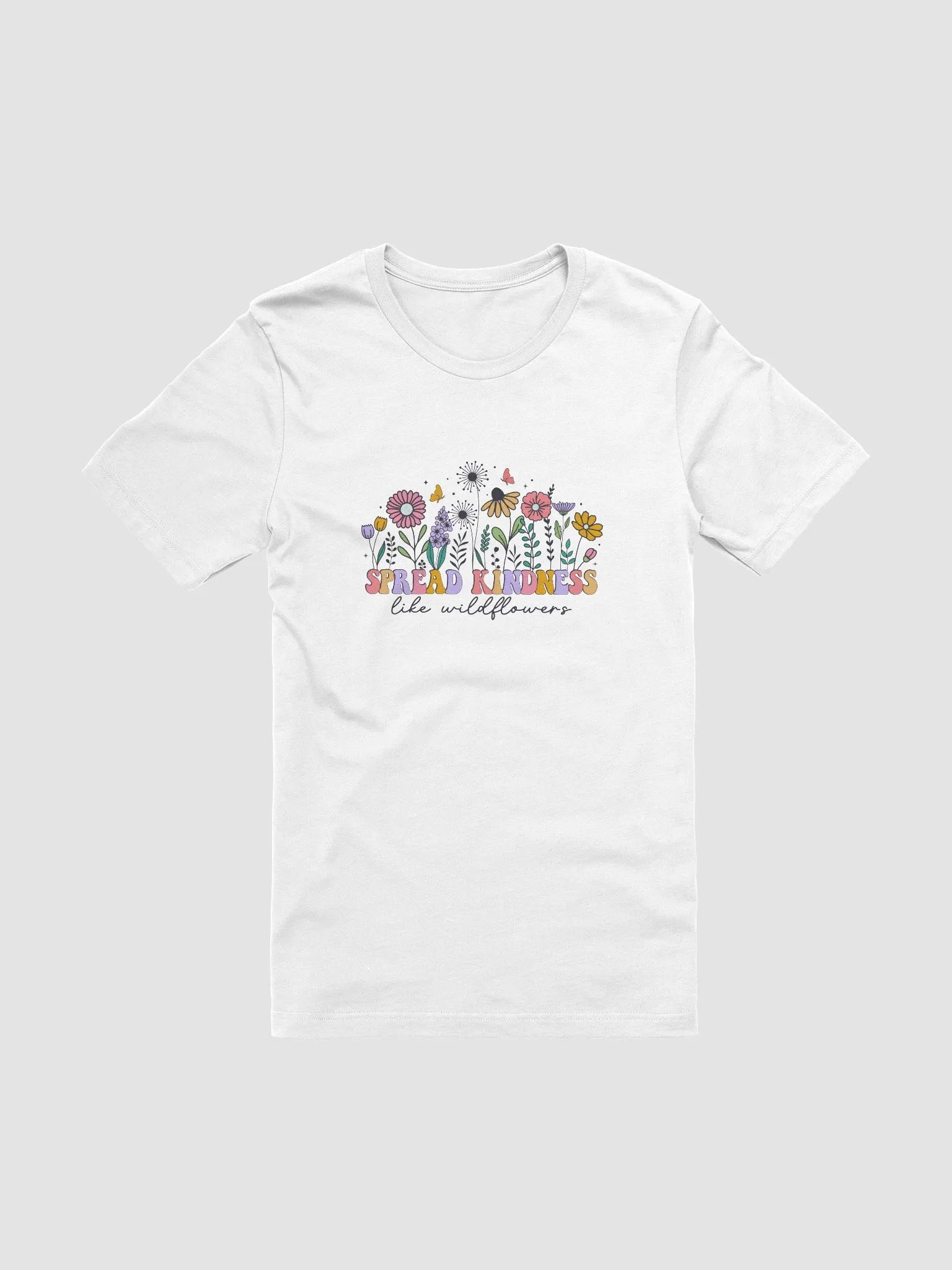 Spread Kindness Like Wildflowers T-Shirt - Pink, Lavender, Orange, Unisex Tee, Inspirational Graphic Tee, Positive Quote - Pink product image (6)