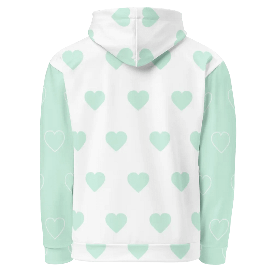 Orm Kornnaphat Heart Design Unisex Hoodie (White & Blue) product image (9)