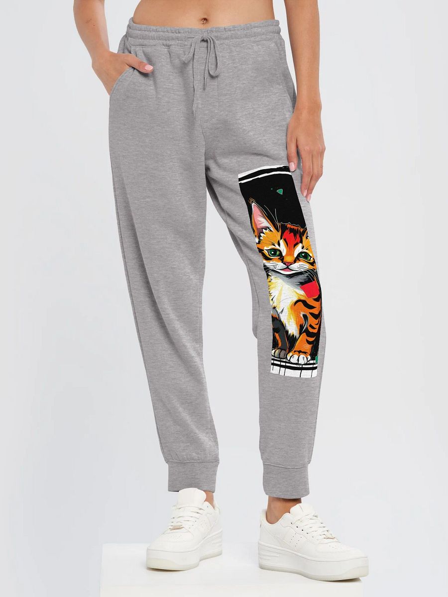 Whimsical Cat Graphic Fleece Joggers product image (6)