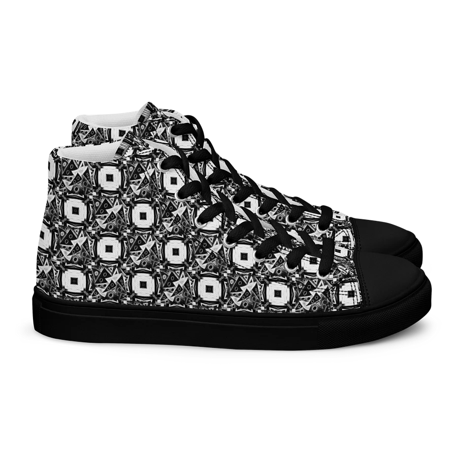 Abstract Monochrome Pattern Shapes and Squares Men's Canvas Shoes High Tops product image (18)