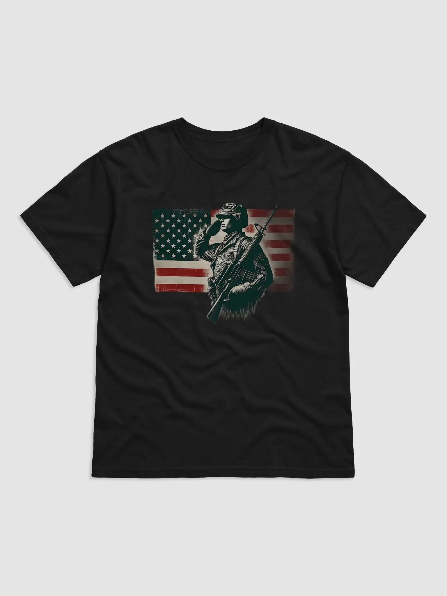 Saluting Soldier - Proud USA Patriotic Tribute Vintage Unisex Heavyweight T-Shirt product image (1)