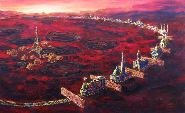 "The Train and Brick Factory" Painting by Deni Je product image (1)