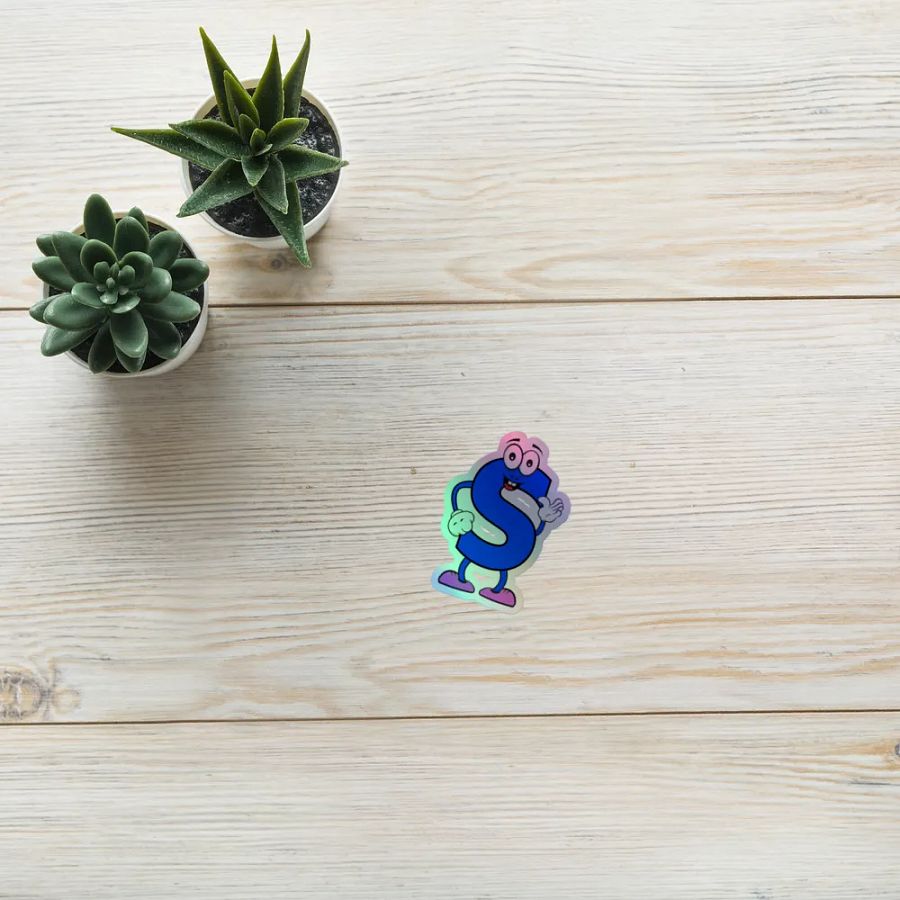 S Letter Cartoon Character Holographic Sticker product image (10)
