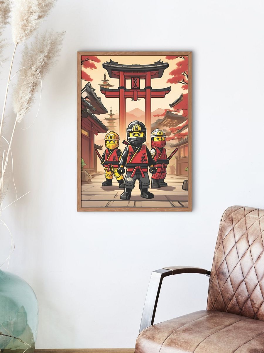 Ninja Trio wall art Boys Room - Ninja Poster - Ninjago inspired Wall Decoration for Boys product image (4)