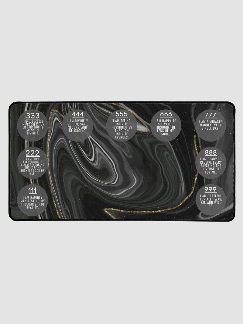 Ash Marbled Manifestation Desk Mat - Inspiring Affirmations & Angel Numbers