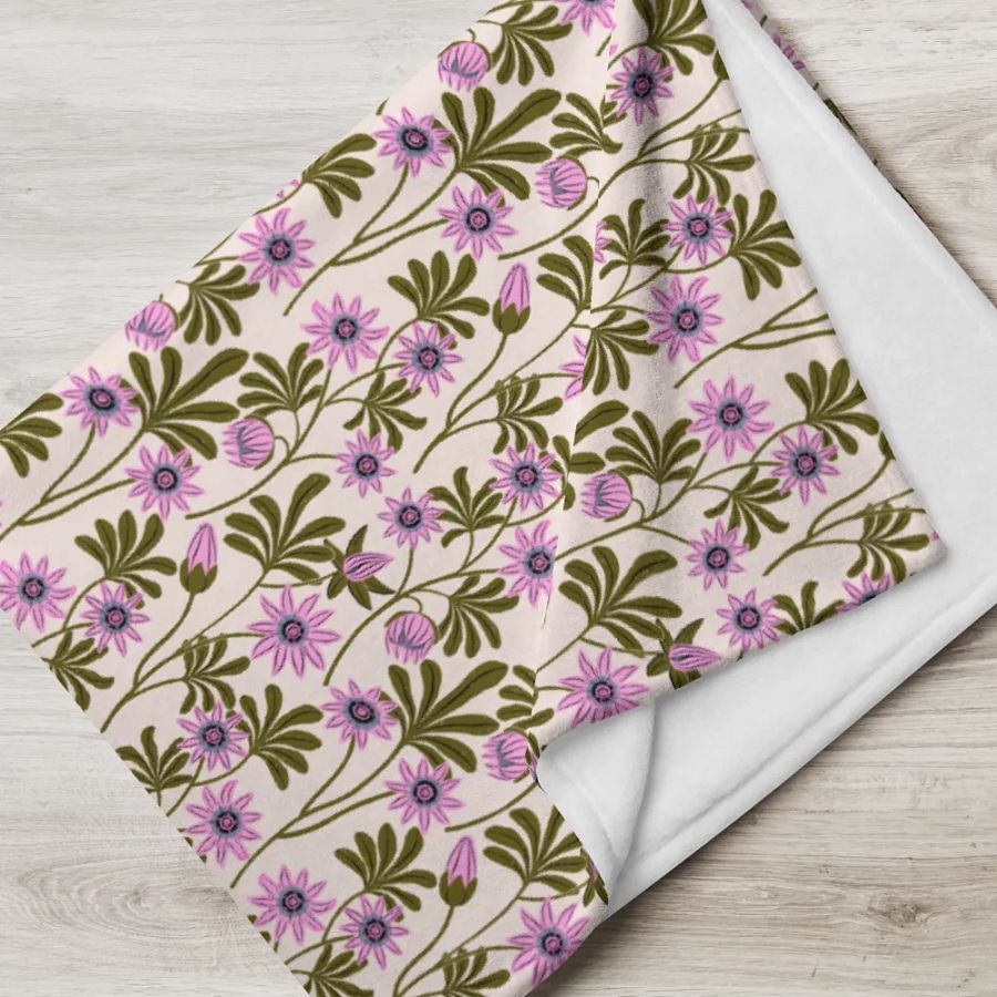 Passion Blooms - Pink and Green - Throw Blanket product image (7)