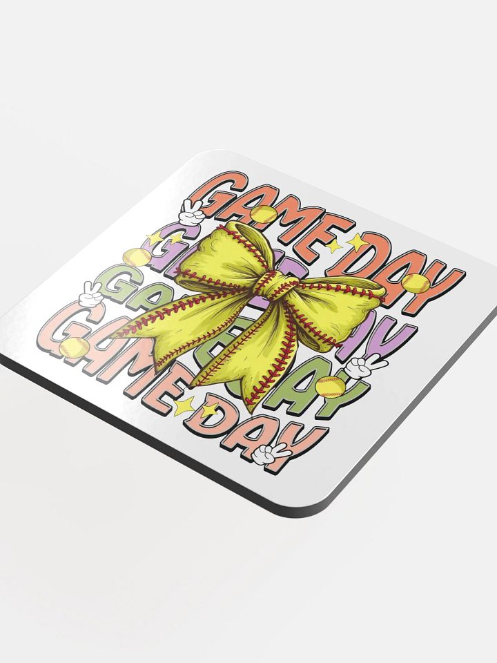 Game Day Bow Softball Glamour Cork Coaster product image (1)