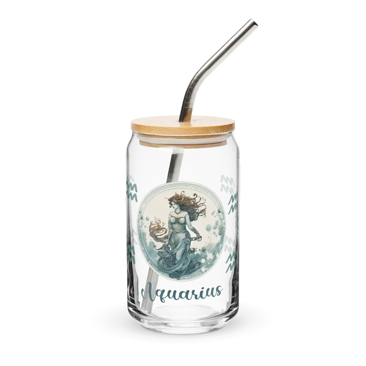 Aquarius Zodiac Glass Can Sipper product image (2)