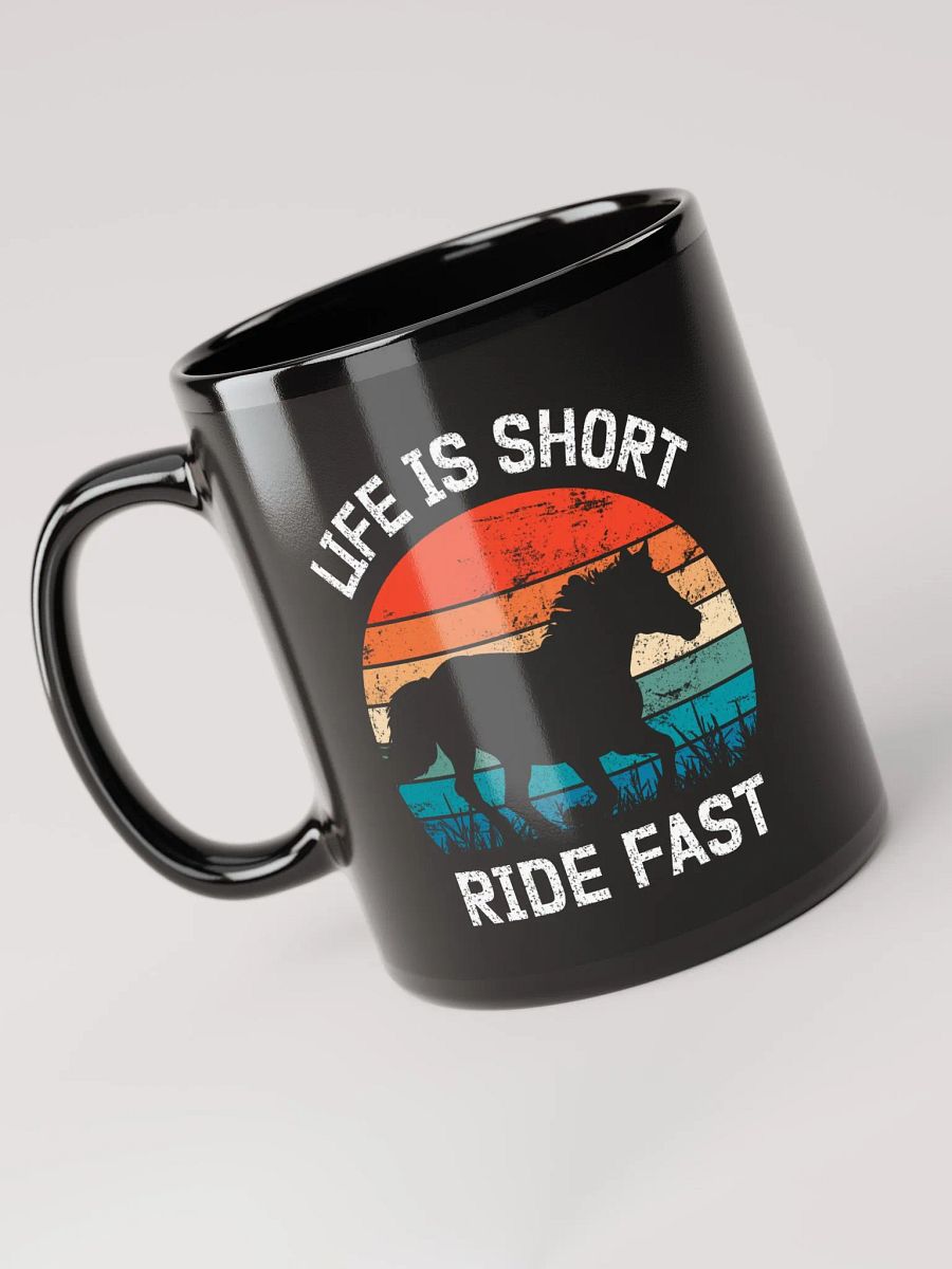 "Ride fast" black glossy mug product image (5)