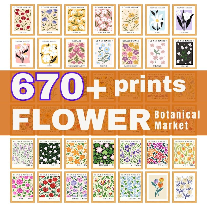Flower Market Print Set of 670 Flower Gallery Wall Set product image (1)