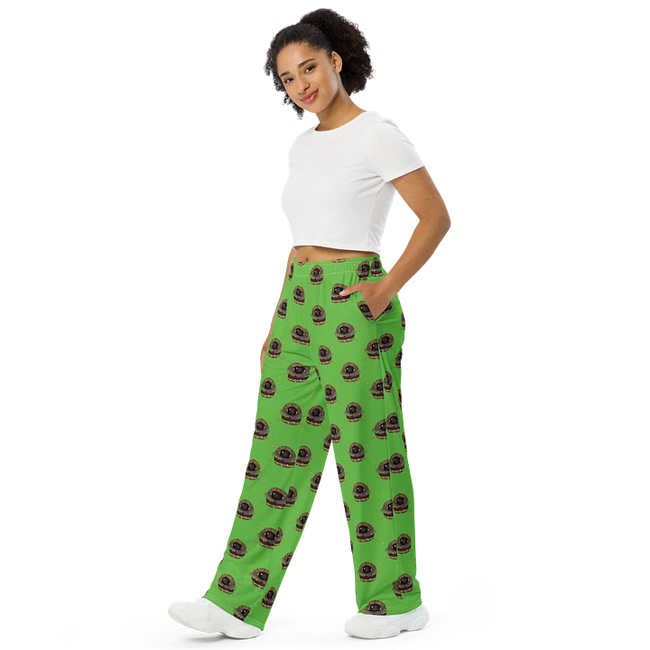 Green All-Over Eye Burger Unisex Wide-Leg Pants product image (1)