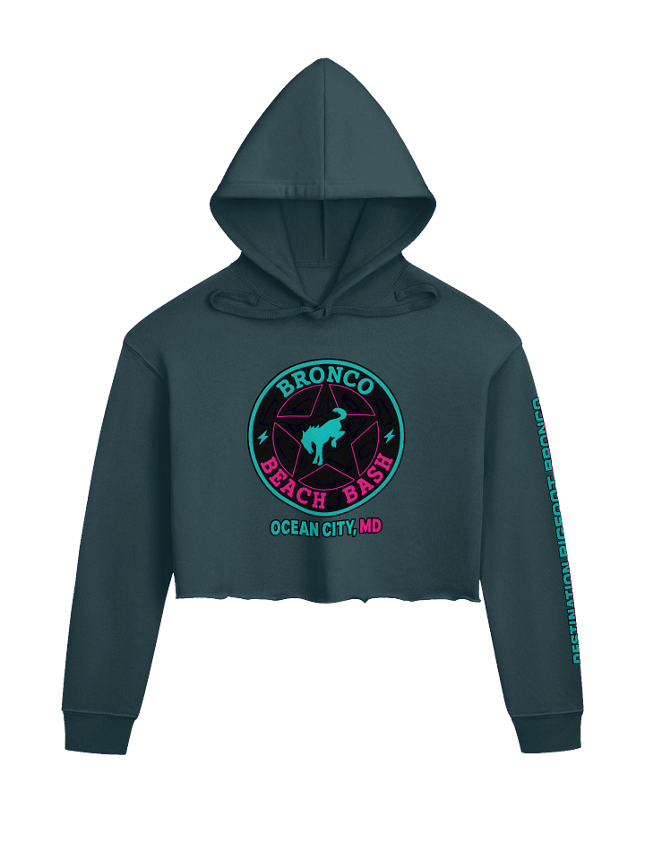 2025 Bronco Beach Bash Ocean City / Destination Bigfoot Bronco Collab | Bella+Canvas Fleece Women's Crop Hoodie (Multiple Colors Available) product image (2)