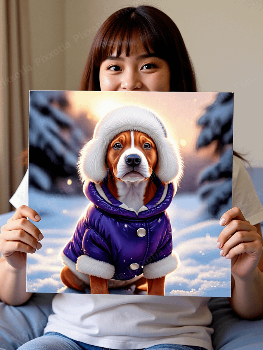 Custom Pet Portrait in Winter Coat – Dog or Cat Royal Digital Art from Photo product image (6)
