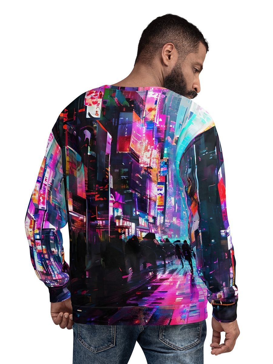 Cyberpunk-Themed All-Over Print Recycled Unisex Sweatshirt product image (5)