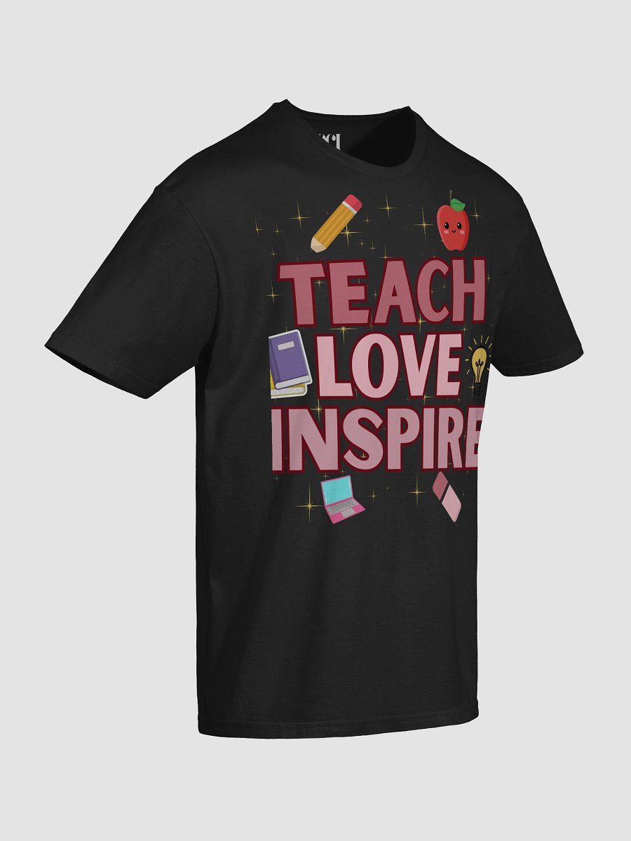 Teach Love Inspire T-Shirt – Cute Teacher Gift with School Icons product image (6)