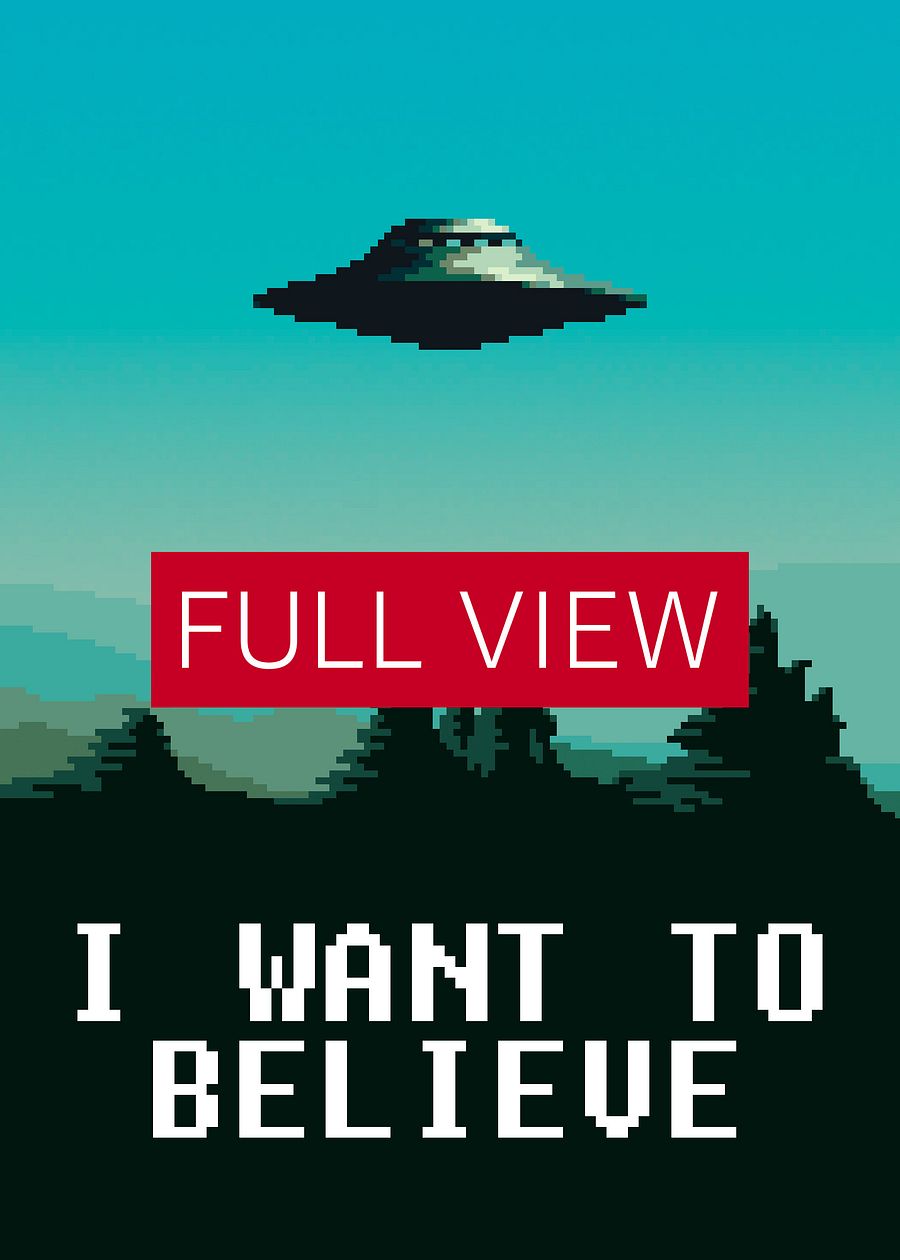 I want to believe / X-Files poster. Pixelart version (Ver.1, Season 1-3, 1993-1996) — sci-fi poster, movie poster, space art print product image (3)