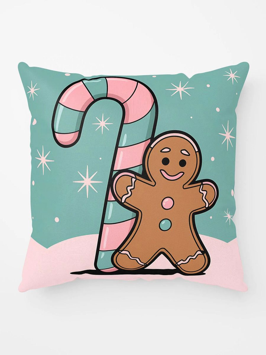 Festive Candy Cane and Gingerbread Man All-Over Print Pillow product image (9)