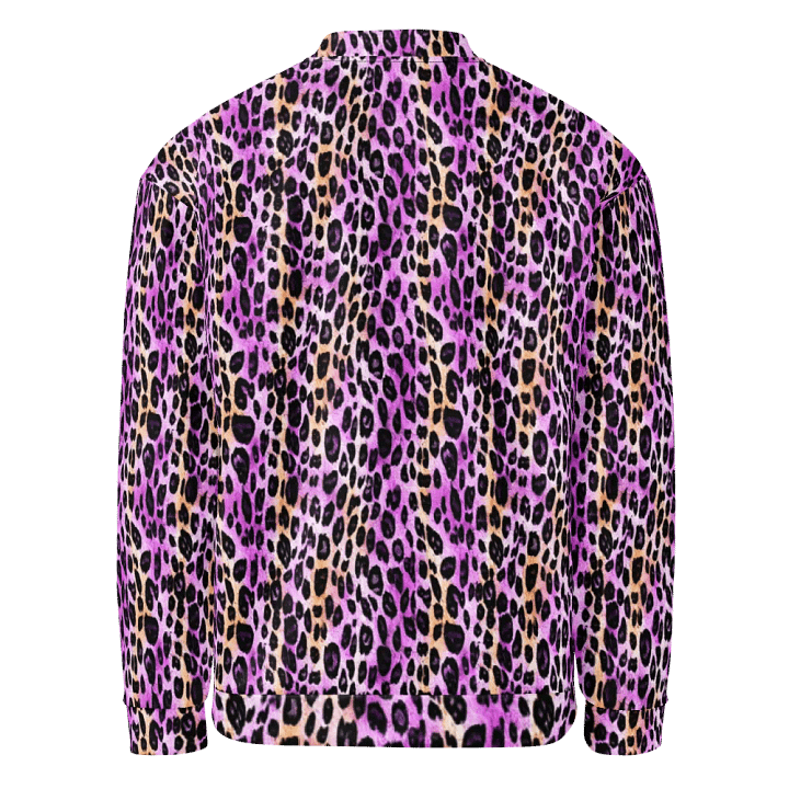 Purple Beige Leopard Bomber Jacket product image (2)