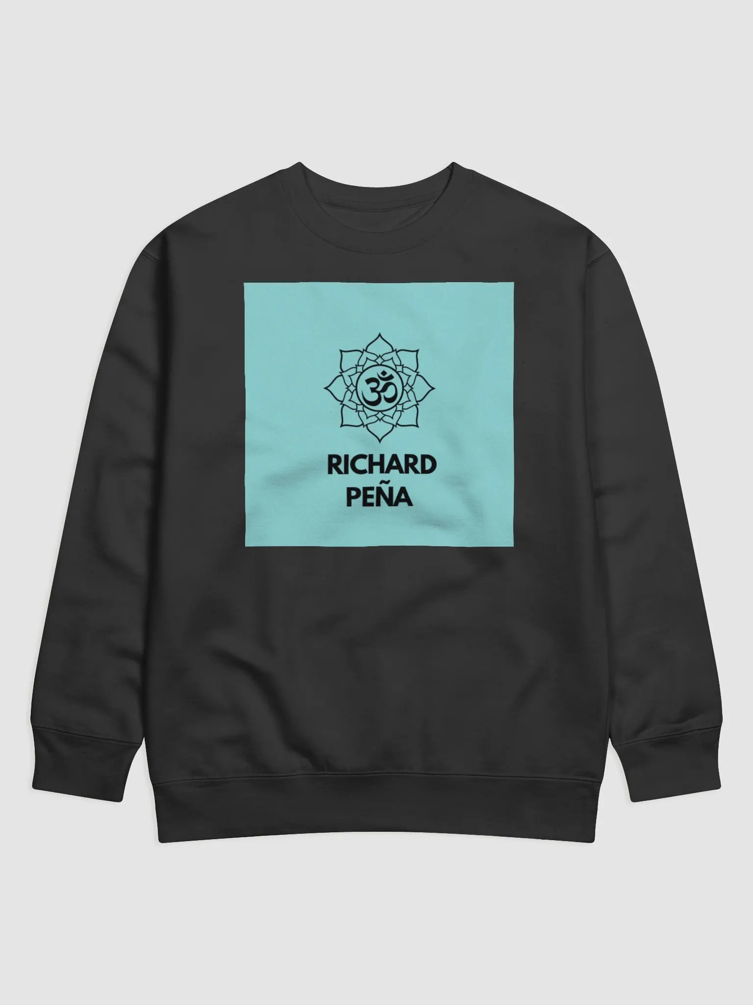 Om Richard Peña black Sweater Om Mantra Lagoon Blue product image (1)