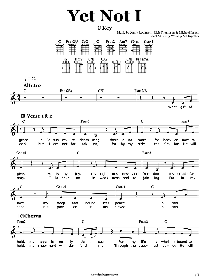 Yet Not I - City Alight | Sheet Music, Chord, Lyrics product image (1)