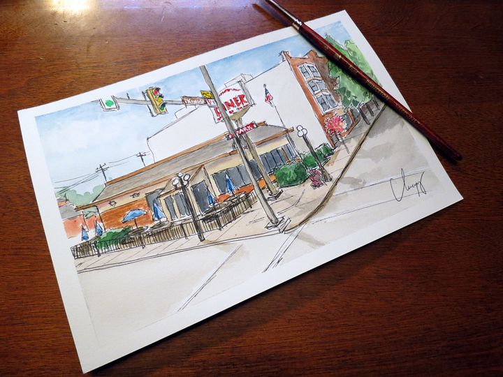 King Street Diner - Original Watercolor Painting product image (1)