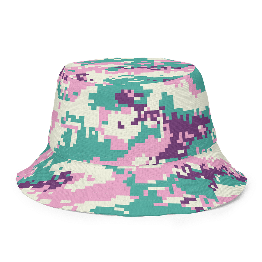 Pixelated Blue and Pink Camo Reversible Bucket Hat product image (1)