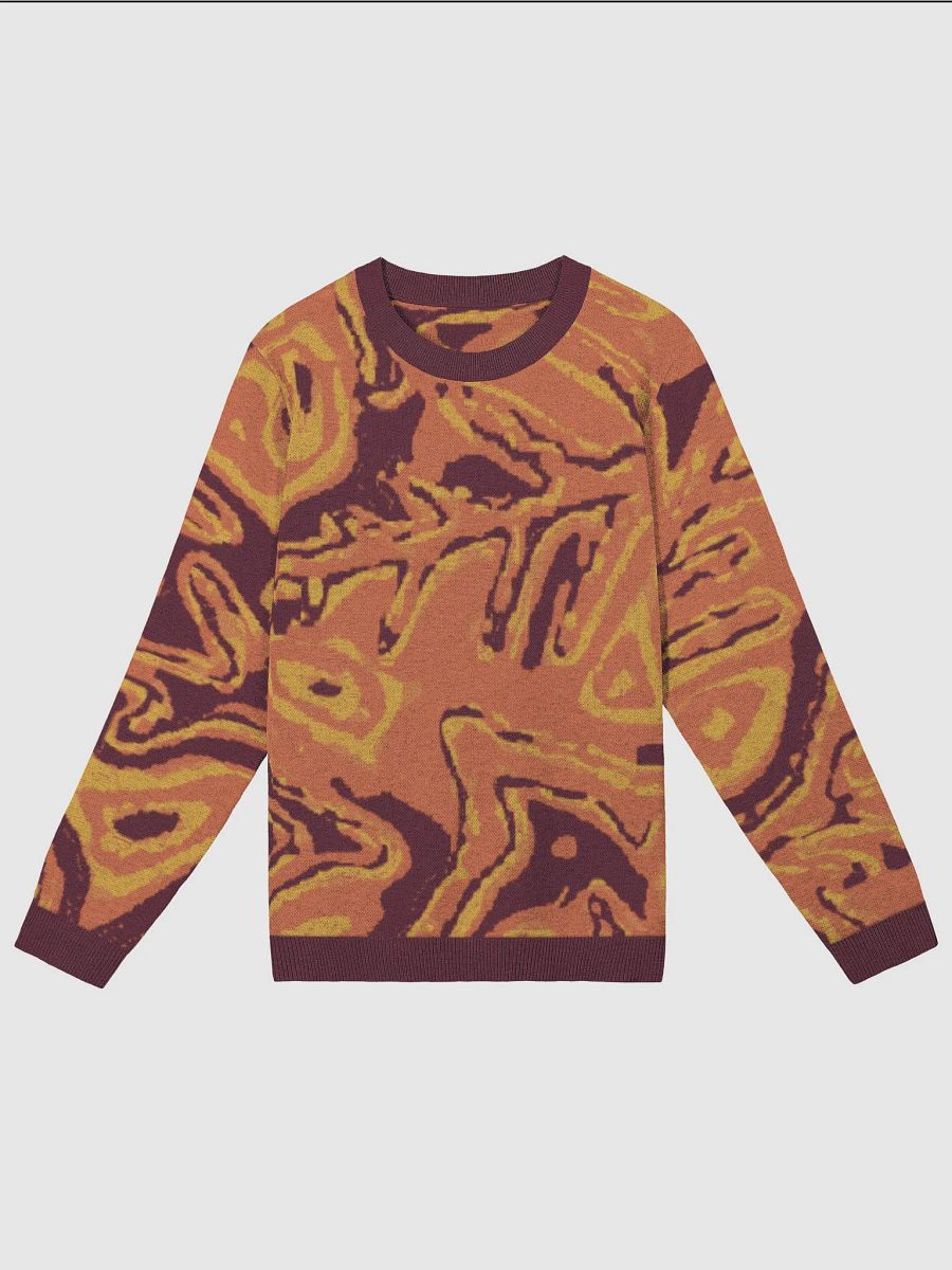 Burgundy Japanese Fiery Abstract Knitted Classic Sweater product image (1)