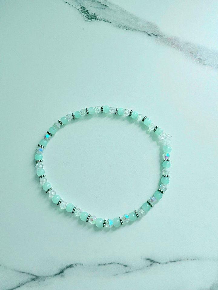 Handmade 8" Turquoise & Metallic Bead Stretch Bracelet | Coastal Charm Jewelry by Monique Faella Designs™ | MFD-00170 product image (1)