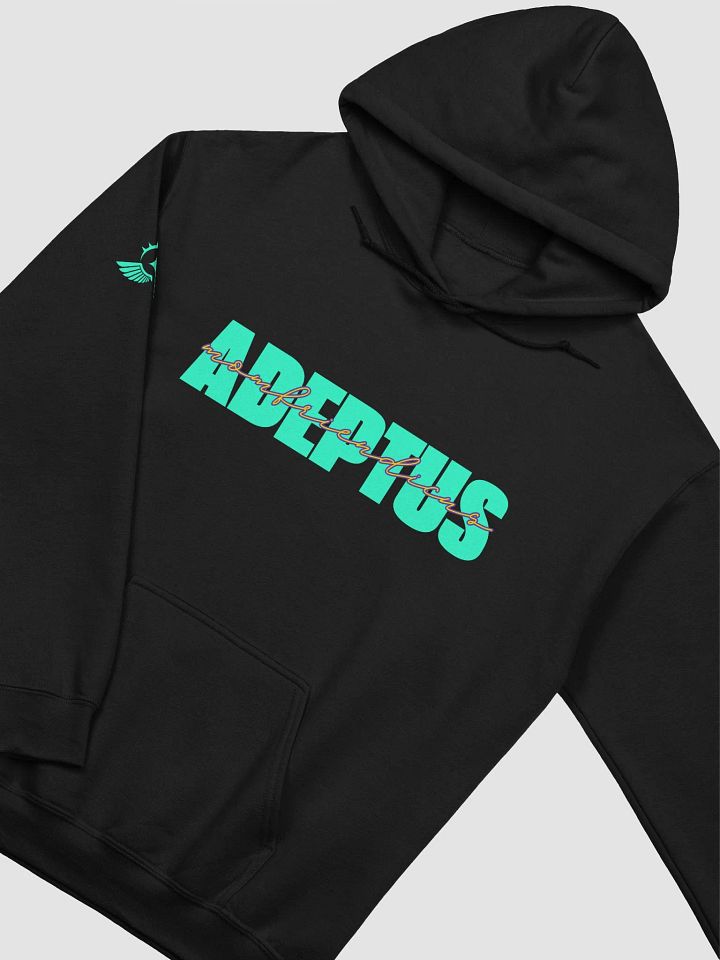 Adeptus Momfriendicus Text Hoodie (Teal Logo) product image (2)
