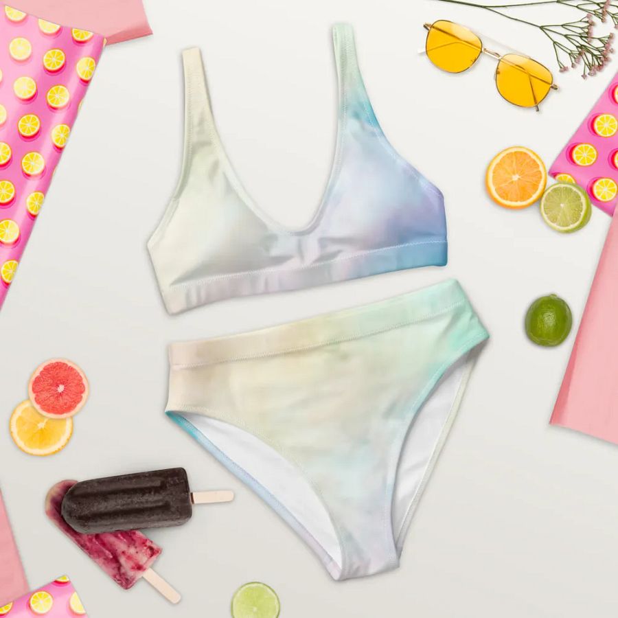 Blur cloud rainbow Design High Waisted Bikini - V1 product image (9)