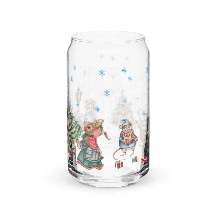 Prelude To Christmas Glass Can Tumbler | 16oz Holiday-Themed Drinkware | Festive Winter Scene Design product image (5)