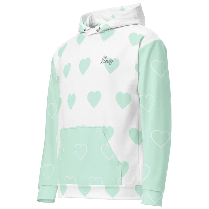 Lingling Kwong Heart Design Unisex Hoodie (White & Blue) product image (2)