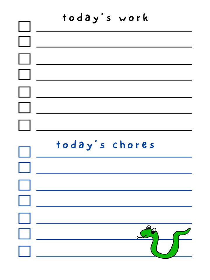 Cute Cartoon Green Gardner Snake Laminated To Do List with Dry Erase Marker product image (2)