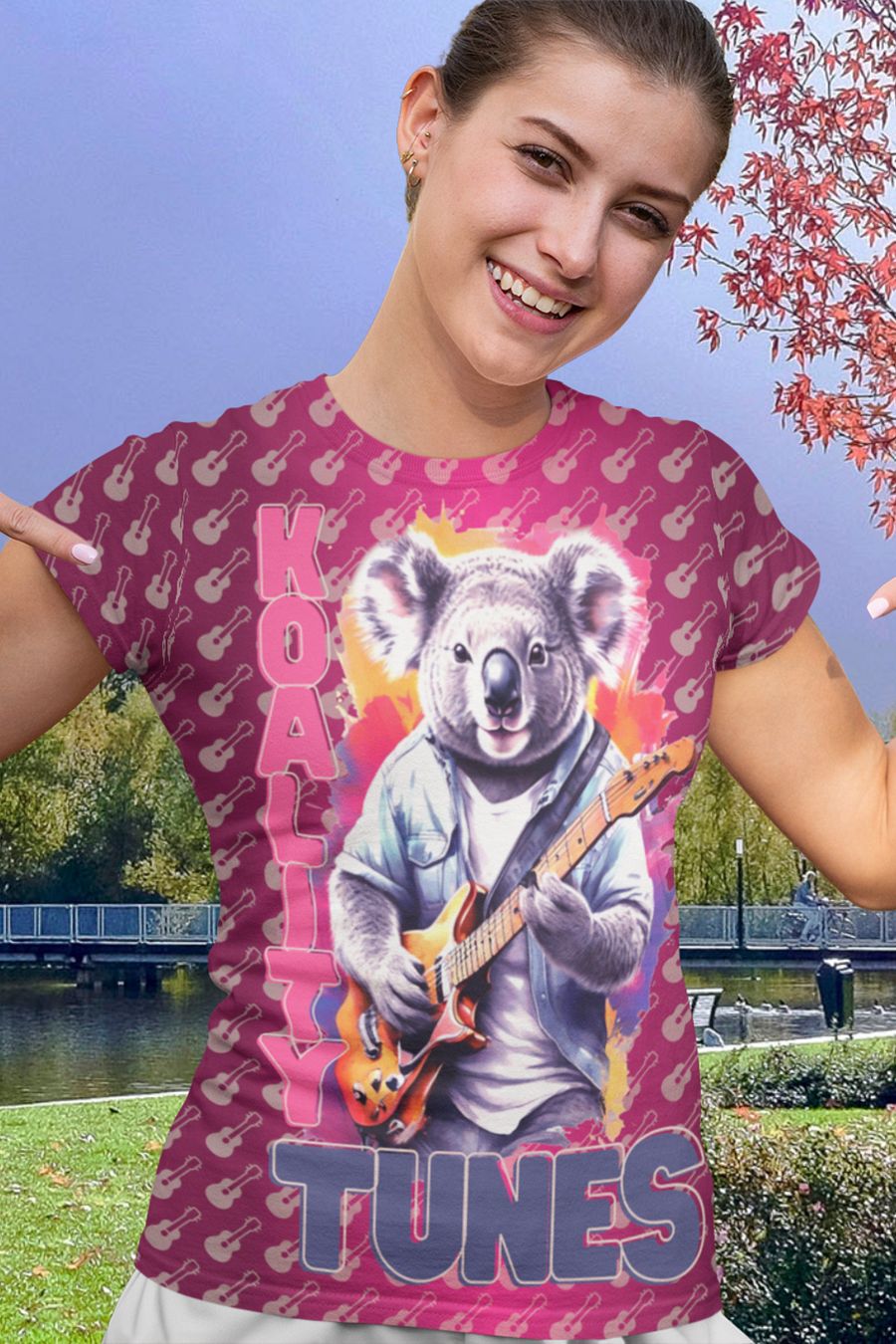Koality Tunes Koala Playing Guitar All Over Print T-shirt product image (1)