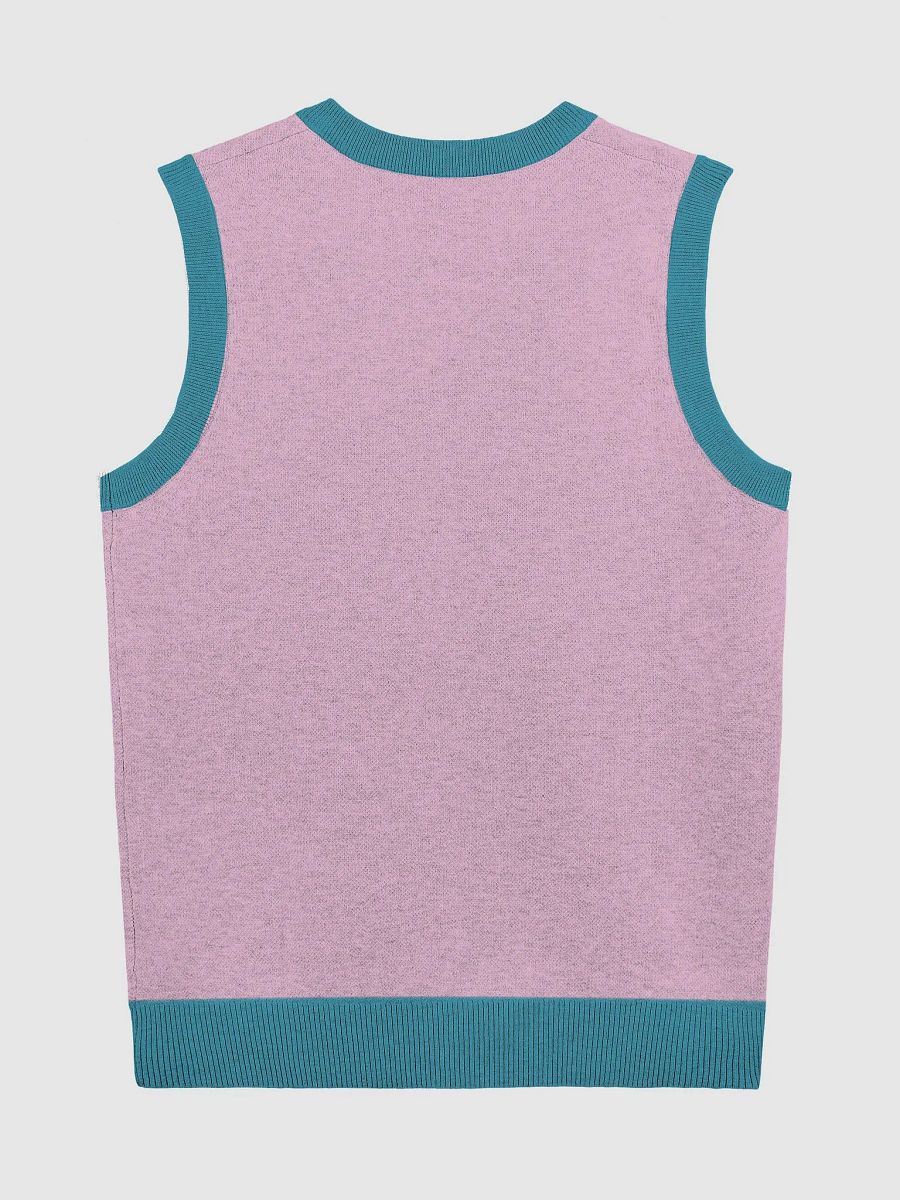 PLEASE DON'T MAKE ME TALK (teal and lilac) knitwear vest product image (6)