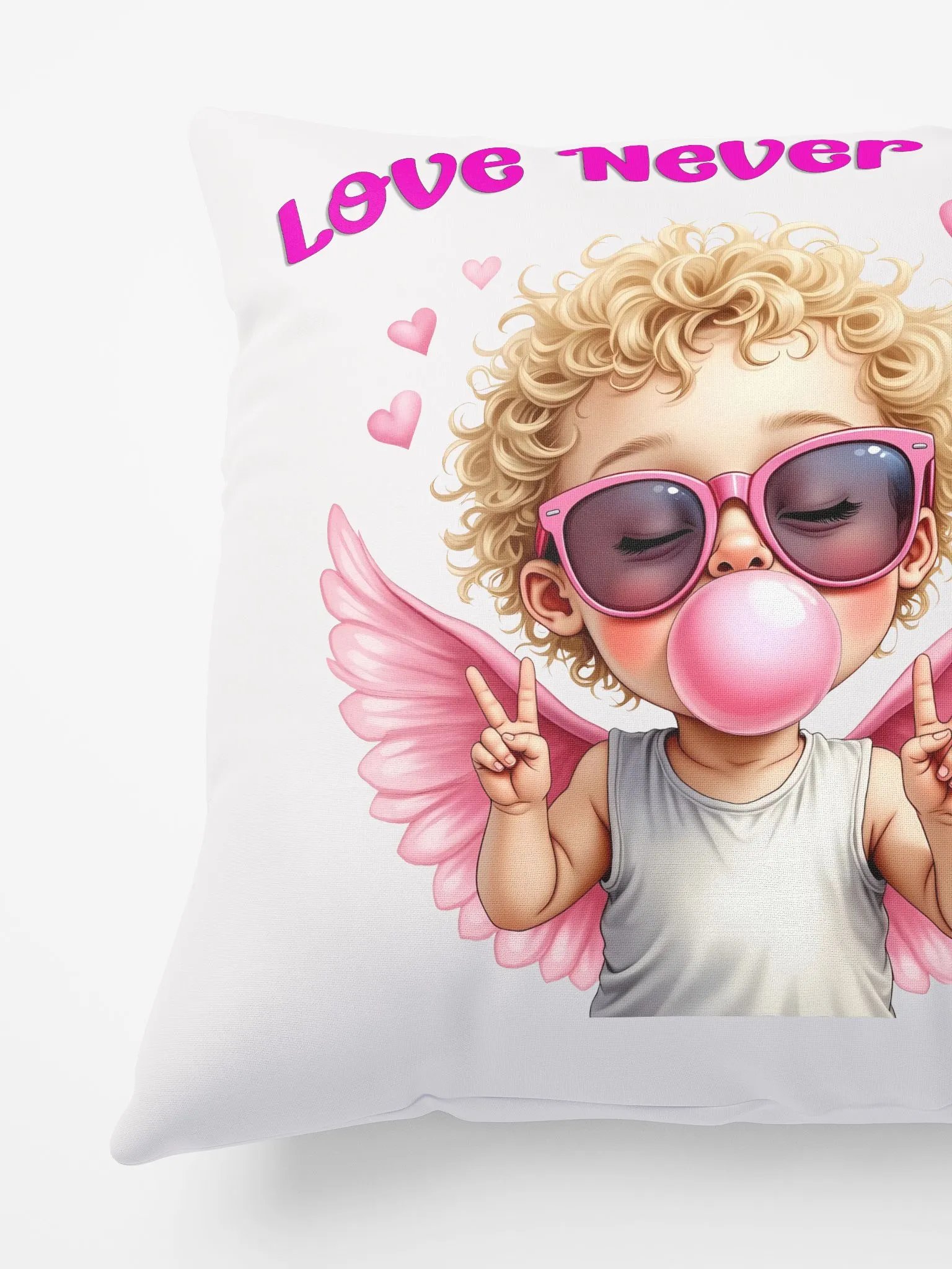 Love Never Fails Valentine Retro Cupid Valentine's Day Pillow product image (2)
