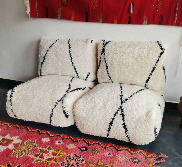 Moroccan Floor Cushion Set - 2 Seats Cushions + 2 Back Cushions + 4 Zipped bags product image (1)