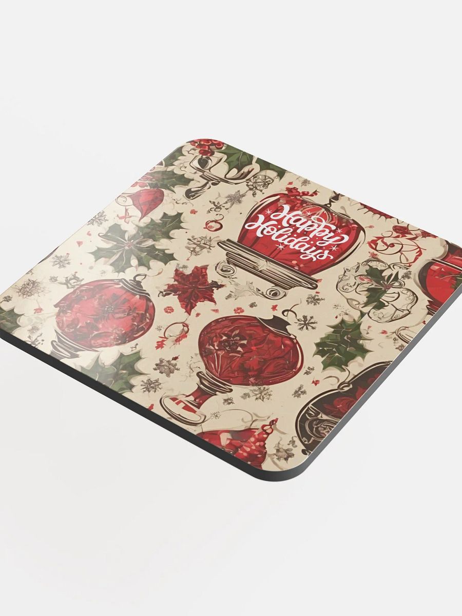 Festive Holiday Cheer Glossed Cork Coaster gift for entertainers moms colleagues friends product image (4)
