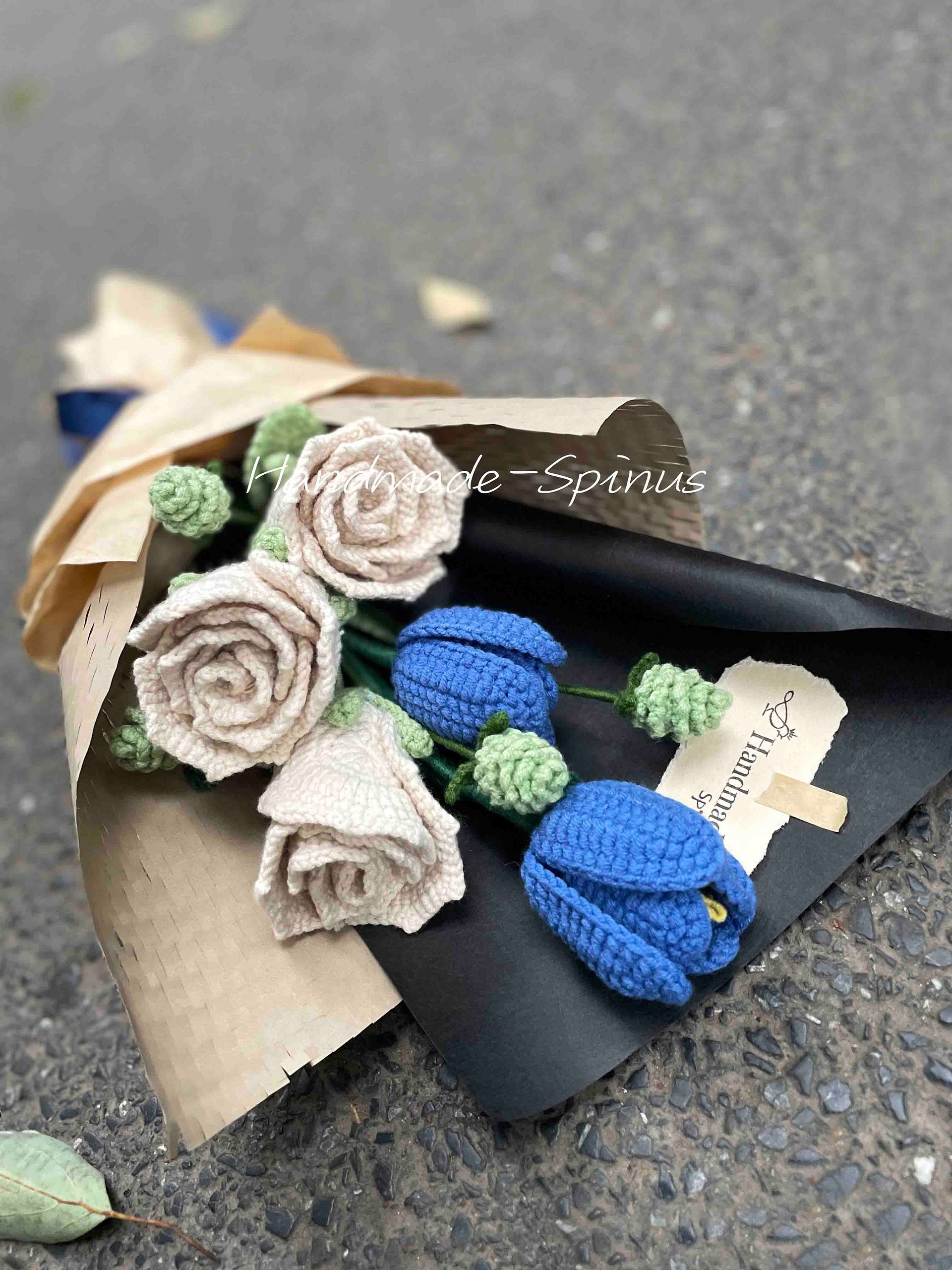 Beige + Blue Fresh & Clean Crochet Knit Bouquet product image (5)