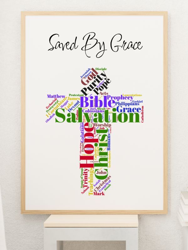 Printable Christian Wall Art – "Saved by Grace" Crucifix Design product image (2)