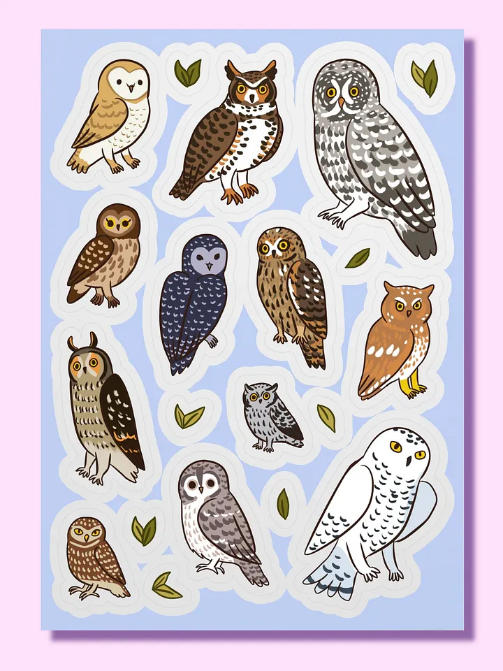Whimsical Owl Collection Sticker Sheet product image (1)
