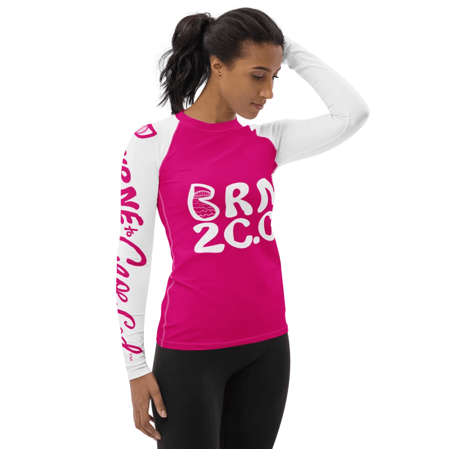 BOURNE to Cape Cod™ | Women's Rash Guard | BRN.2C.C.™ | Vibrant Pink & White product image (4)